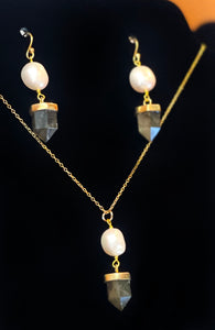 Labradorite pearl necklace