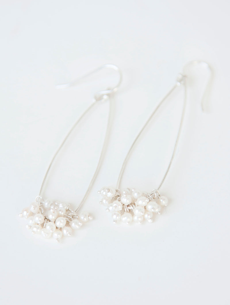 Slim oval multi pearls earrings