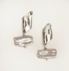Bark silver earrings