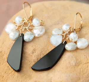 Onyx cluster earrings