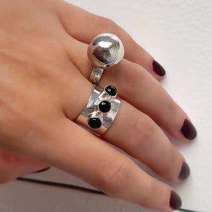Triple Black Onyx Ring