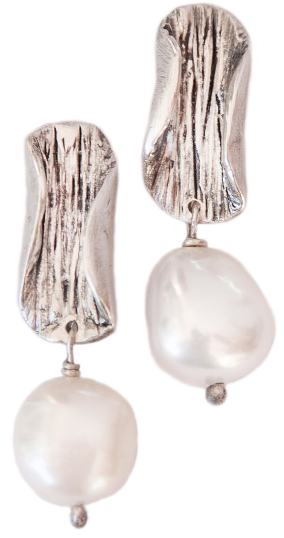 Oxidized Bark Earrings