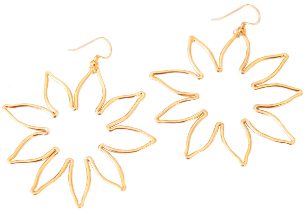 Goldplated Silver Wire Flower Earrings