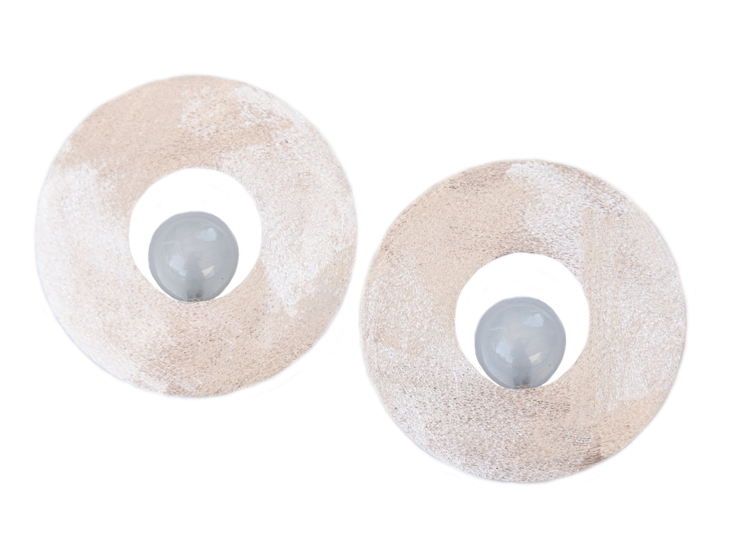 Round Aqua Silver post earrings