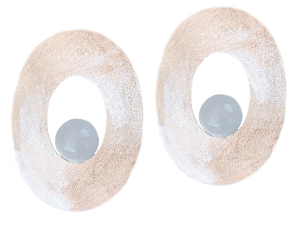 Large Oval Aqua Chal Earrings