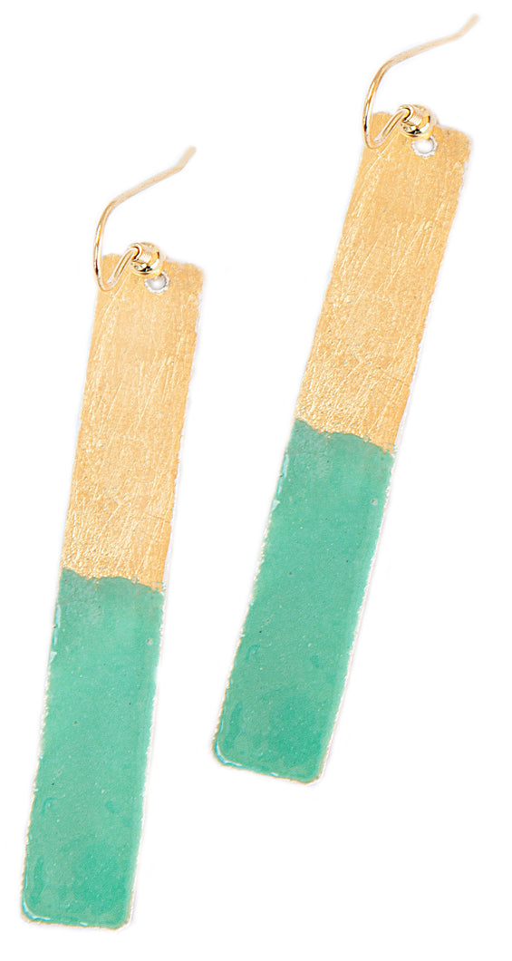Goldplated Enameled Silver Bar Earrings
