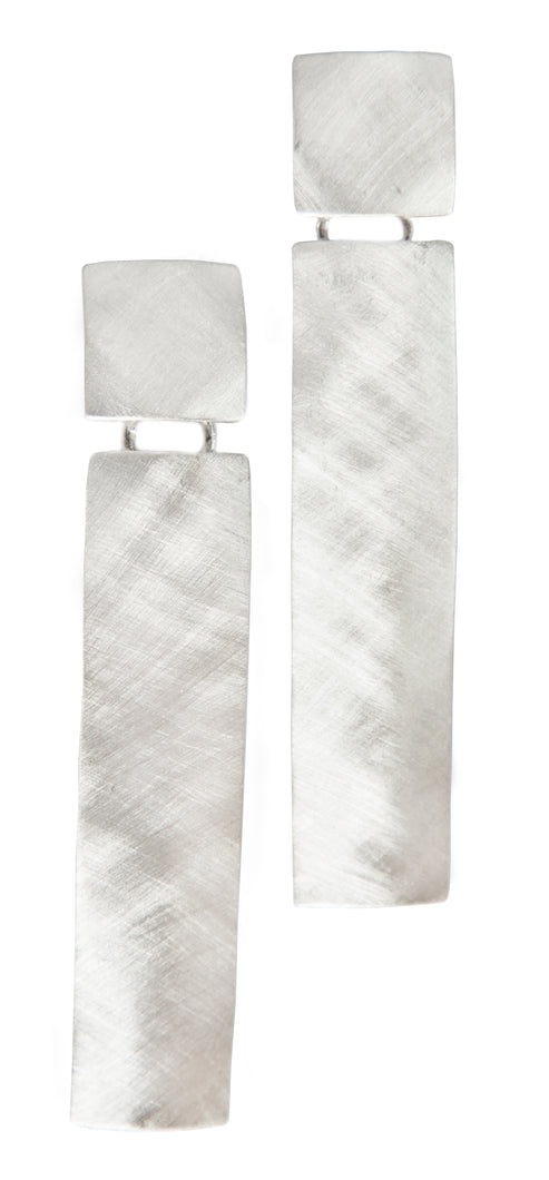 Large Rectangular Scratched earrings
