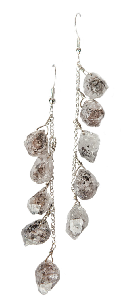 clear quartz beads chain earrings