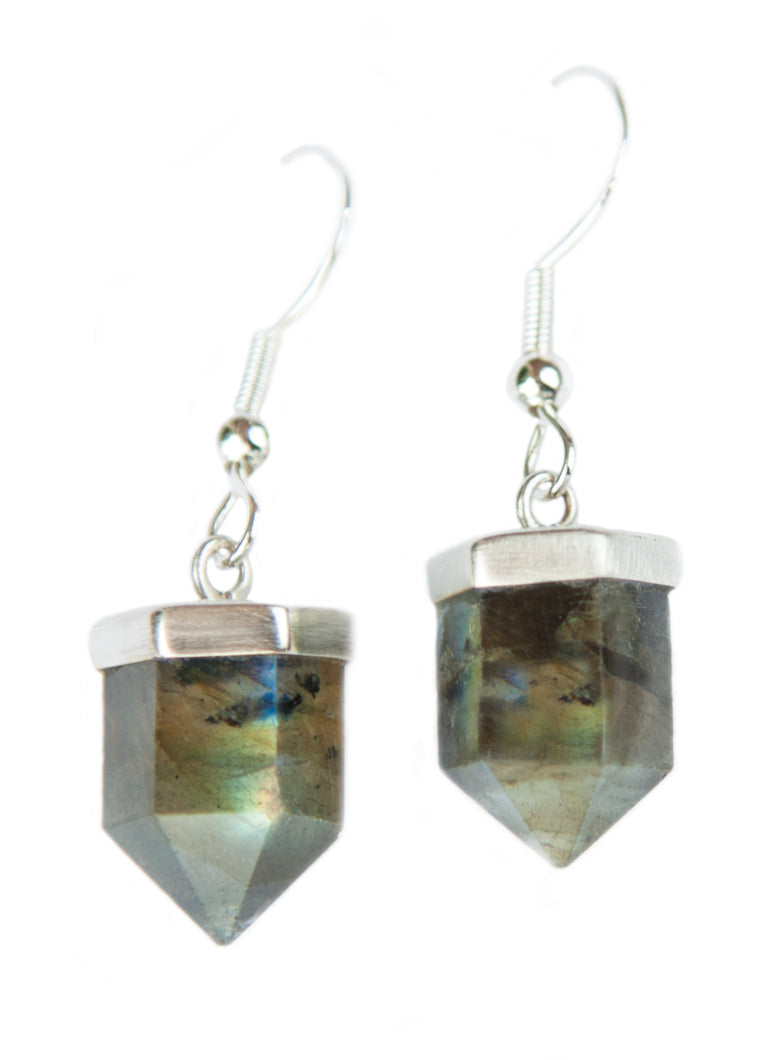 Pencil Labradorite silver Earrings