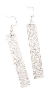 Textured Silver Bar Earrings