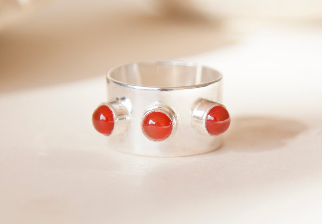 Carnelian 3-Stone ring