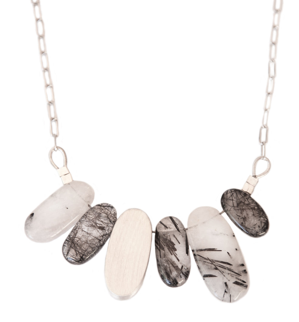 Natural Tourmaline Rutilated quartz necklace