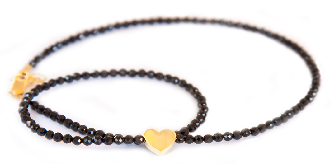 Black Spinel Heart Necklace