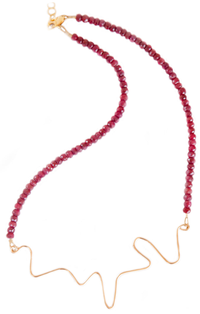 Gold Wire Ruby Necklace
