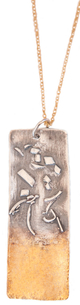 Goldplated textured rectangular necklace