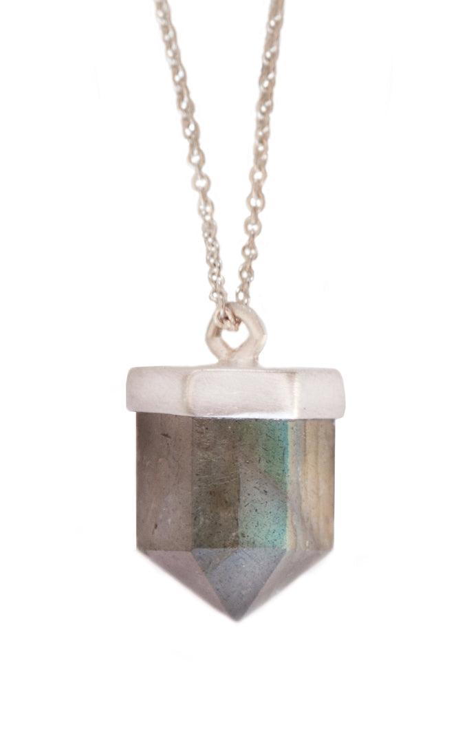 Pencil Labradorite Silver Necklace