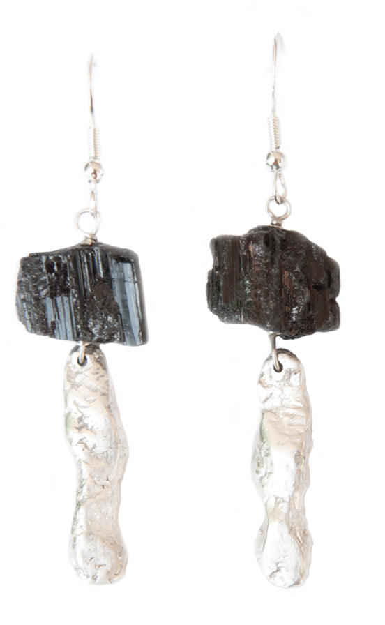 Abstract Natural Tourmaline Earrings