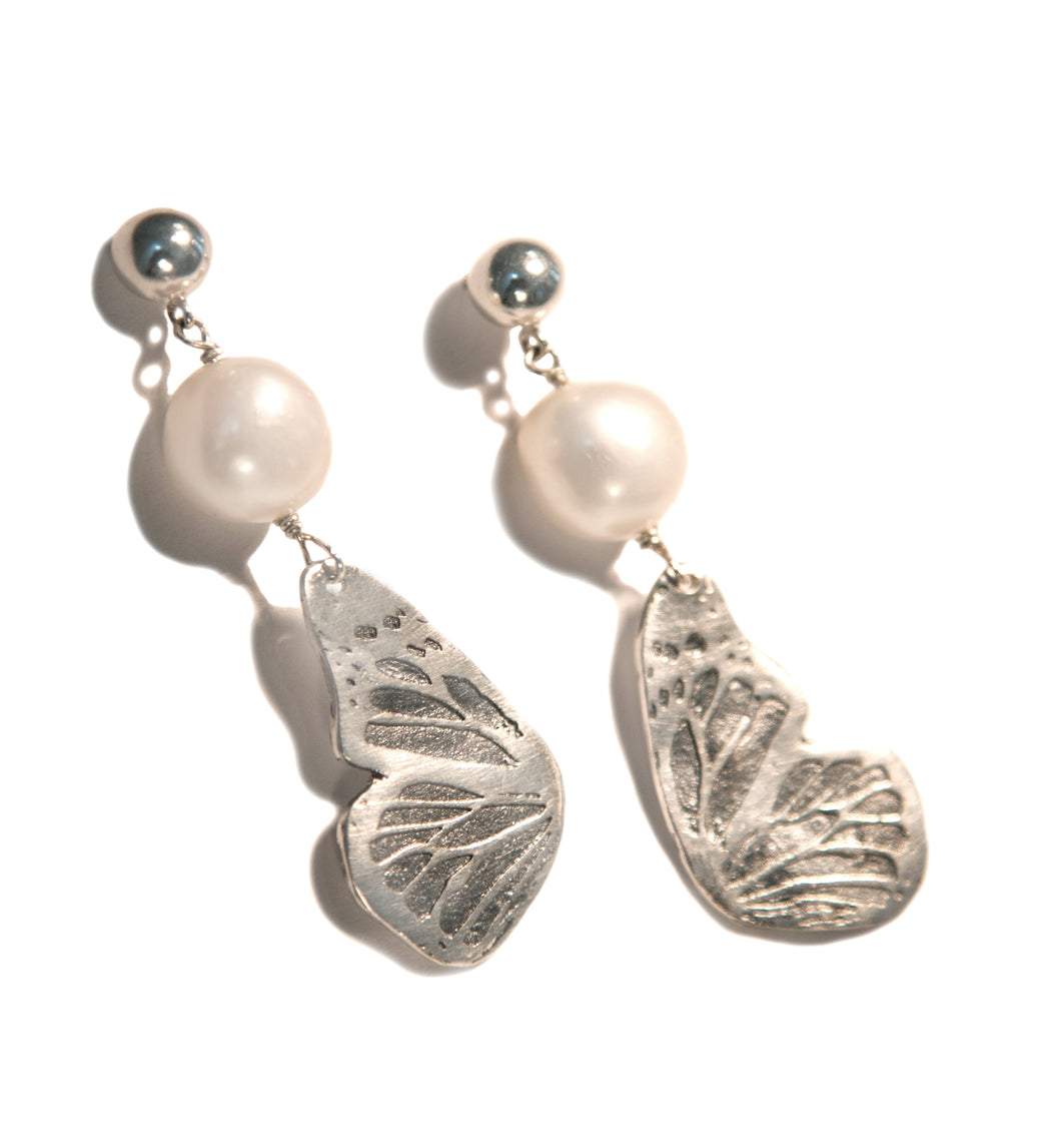 Oxidized Silver Butterfly Earrings