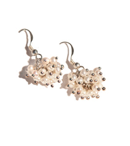 Pearl Ball Silver Earrings