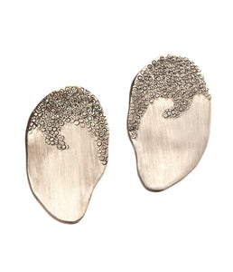Irregular Oval Hand-Textured Earrings