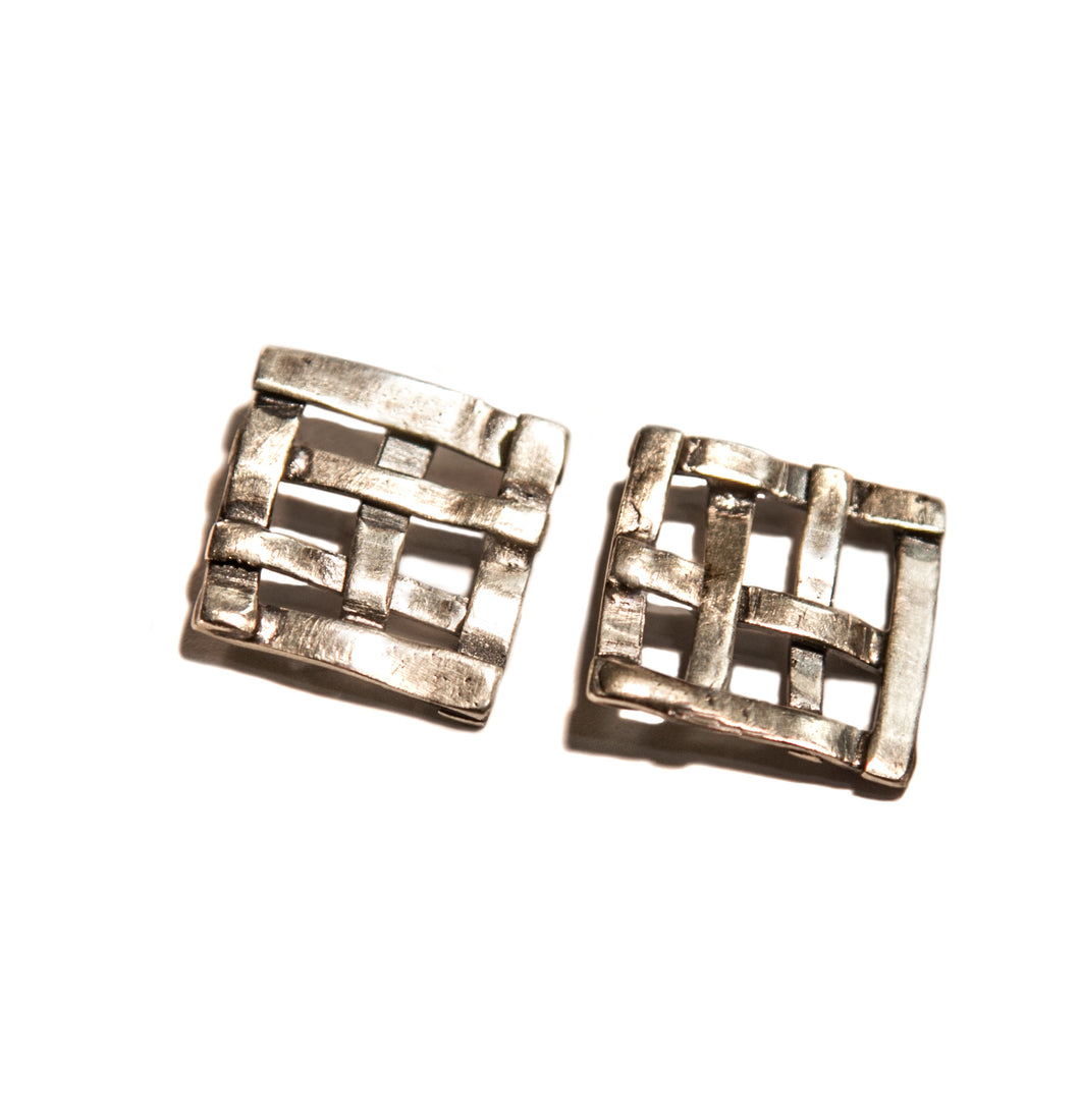 Irregular Checked Square Earrings