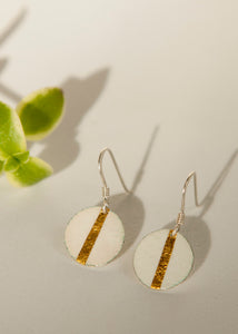 White Enamel Round Earrings