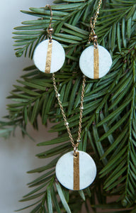 White Enamel Round Earrings