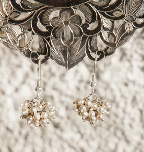 Pearl Ball Silver Earrings