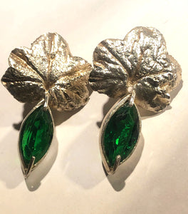 Green Marquise Leaf Earrings