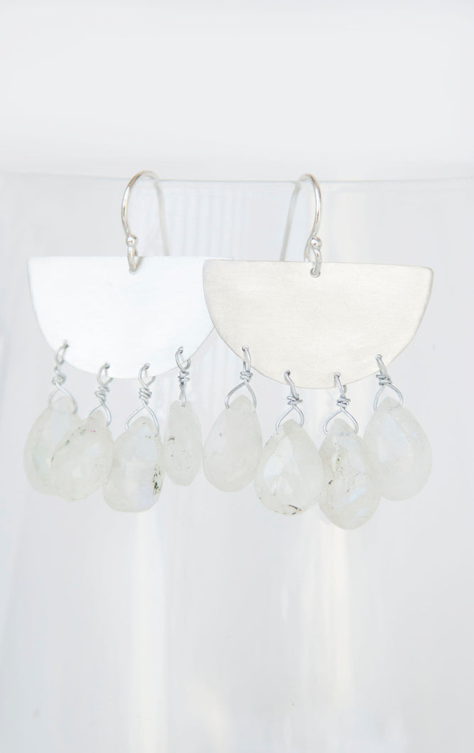 Half moonstone earrings