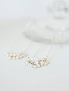 Slim oval multi pearls earrings