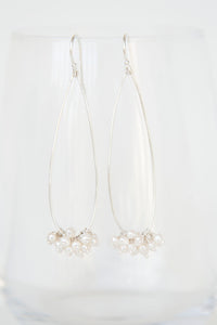 Slim oval multi pearls earrings