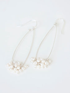 Slim oval multi pearls earrings